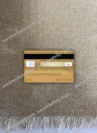Ethiopia Commercial bank visa gold card photolook back